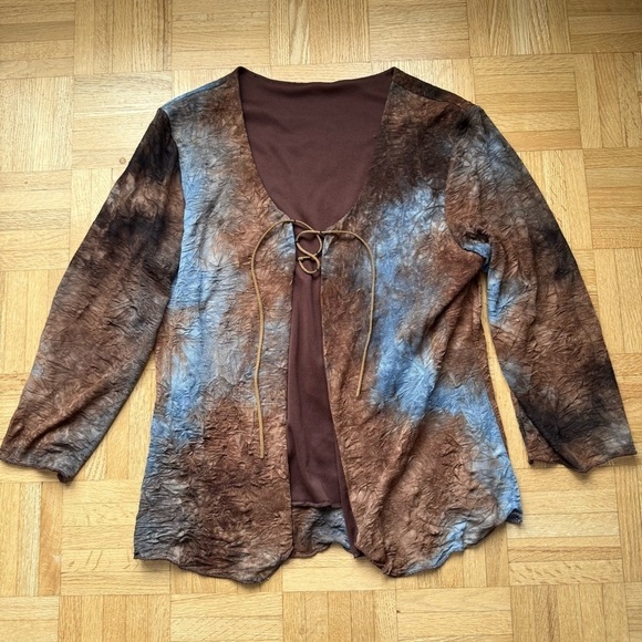 Tops - Unknown | women's small Tie-Dye Brown and Blue Long Sleeve Top